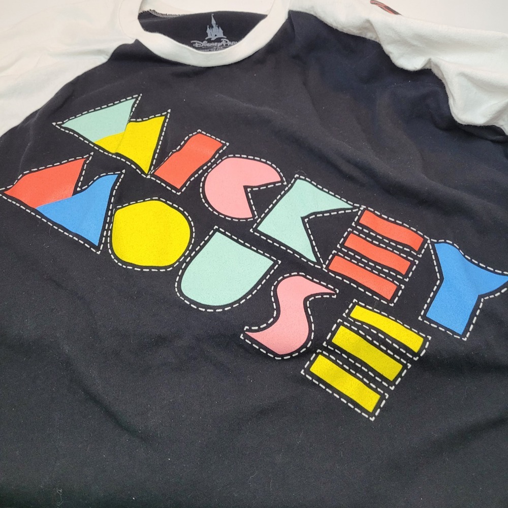 Disney Parks Mickey Mouse Shirt Adult XXL Black White Raglan Graphic Tee Exc